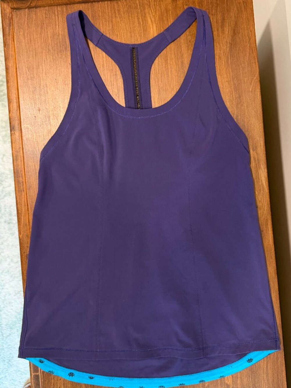 Lululemon Tank Top Womens 6/8 Purple Racerback w/Blue SeaWheeze Trim Yoga Gym